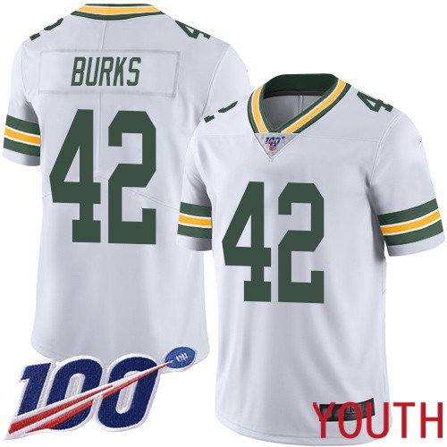 Green Bay Packers Limited White Youth #42 Burks Oren Road Jersey Nike NFL 100th Season Vapor Untouchable